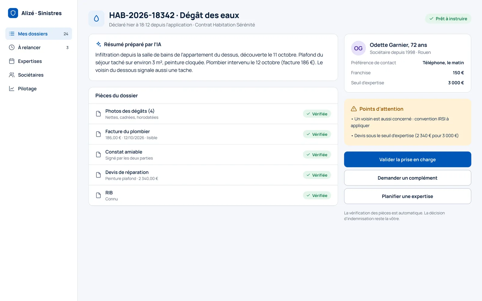 Dossier prêt pour le gestionnaire