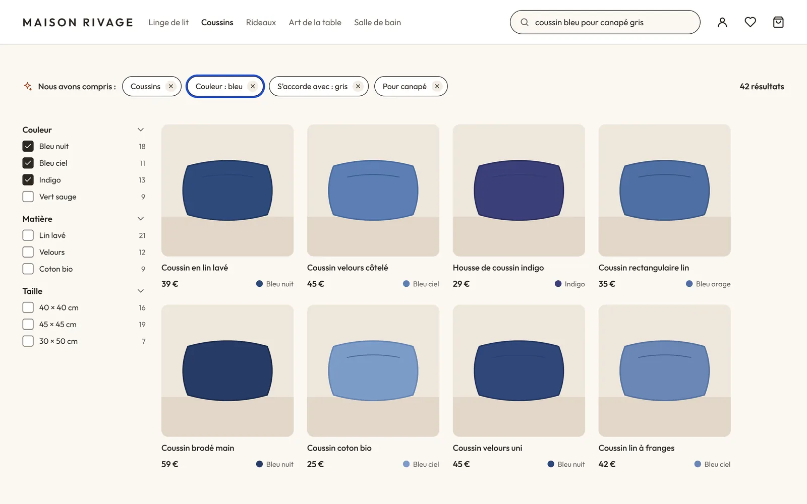 Liste produits et recherche comprise