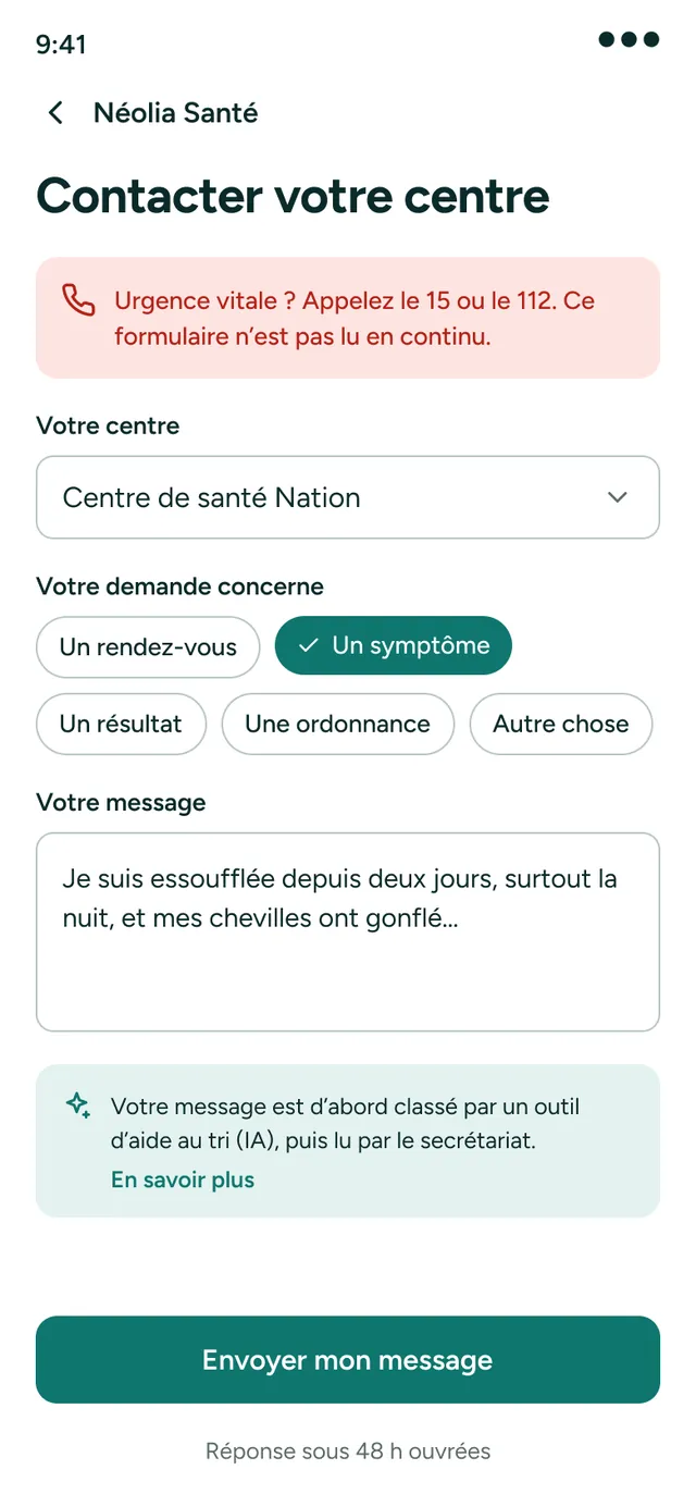 Côté patient, sur mobile